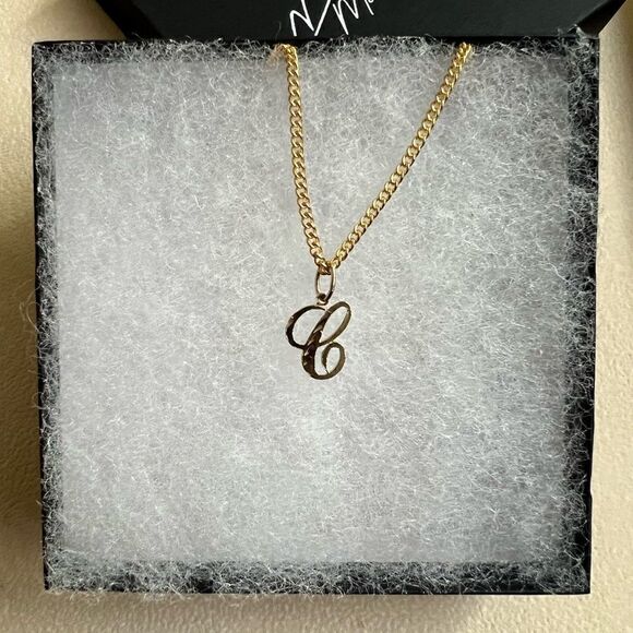 14k Real Gold Initial "C" Pendant | Charm- Real 14k Gold Letter "C" Pendant - Picture 8 of 15